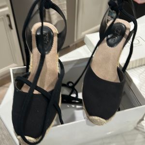 Black canvas espadrille wedge new never worn